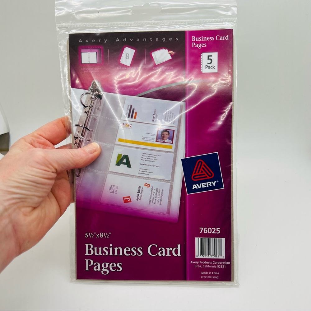 NWT Avery Business Card Binder Pages, 2 x 3 1/2, 8 Cards/Sheet, 5 Pages/Pack